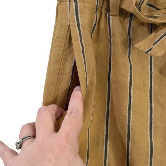 J Jill Emilie Linen Stretch Belted Wide Leg Crop Striped Pants Yellow Size Small - Picture 4 of 14